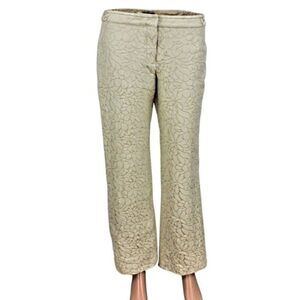 J. Crew Pants Low Fit Bootcut Flat Front Quilted Beige with Gold Thread Size 4